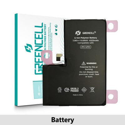 Greencell iPhone 14 Pro Max Replacement Battery with Adhesive Strips 4323mAh Greencell iPhone 14 Pro Max Replacement Battery with Adhesive Strips 4323mAh